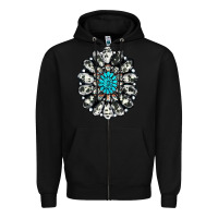 Black cowhide aztec gemstone Zipper Hoodie - RanaPortraitStore