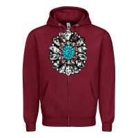 Burgundy cowhide aztec gemstone Zipper Hoodie - RanaPortraitStore