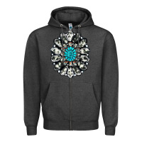 Charcoal Heather cowhide aztec gemstone Zipper Hoodie - RanaPortraitStore