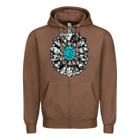 Chestnut cowhide aztec gemstone Zipper Hoodie - RanaPortraitStore