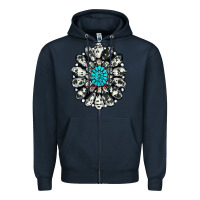 Navy cowhide aztec gemstone Zipper Hoodie - RanaPortraitStore