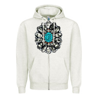Oatmeal Heather cowhide aztec gemstone Zipper Hoodie - RanaPortraitStore