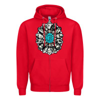 Red cowhide aztec gemstone Zipper Hoodie - RanaPortraitStore