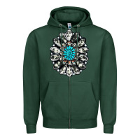 Sports Green cowhide aztec gemstone Zipper Hoodie - RanaPortraitStore
