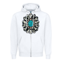White cowhide aztec gemstone Zipper Hoodie - RanaPortraitStore