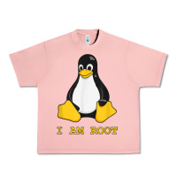 Salmon Linux Mascot Tux the Penguin I Am Root TShirt Men Women Kids Urban Heavy Tee - PixelFlow