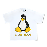 White Linux Mascot Tux the Penguin I Am Root TShirt Men Women Kids Urban Heavy Tee - PixelFlow