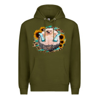 Army Green Sunflower Leopard Hedgehog Premium Hoodie - Jasminsmagicworld