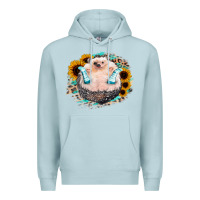 Blue Mist Sunflower Leopard Hedgehog Premium Hoodie - Jasminsmagicworld