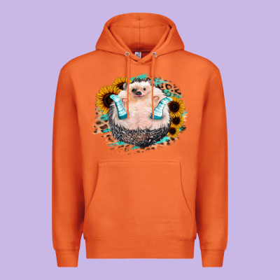 Sunflower Leopard Hedgehog Premium Hoodie Designed By Jasminsmagicworld