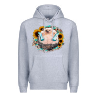 Heather Grey Sunflower Leopard Hedgehog Premium Hoodie - Jasminsmagicworld