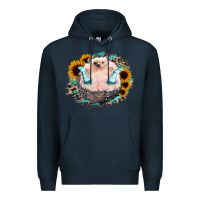 Navy Sunflower Leopard Hedgehog Premium Hoodie - Jasminsmagicworld