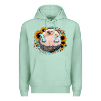 Seafoam Sunflower Leopard Hedgehog Premium Hoodie - Jasminsmagicworld
