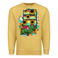 Antique Gold Indiana Map Sunflower Cactus Serape Premium Sweatshirt - RanaPortraitStore