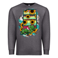 Charcoal Heather Indiana Map Sunflower Cactus Serape Premium Sweatshirt - RanaPortraitStore