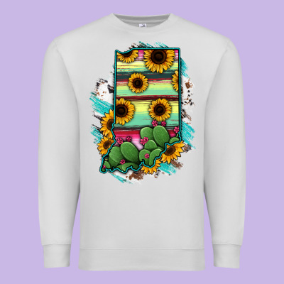 Indiana Map Sunflower Cactus Serape Premium Sweatshirt Designed By Ranaportraitstore