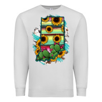 Dove Grey Indiana Map Sunflower Cactus Serape Premium Sweatshirt - RanaPortraitStore