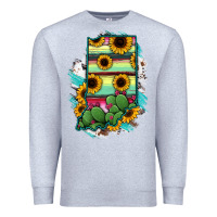 Heather Grey Indiana Map Sunflower Cactus Serape Premium Sweatshirt - RanaPortraitStore
