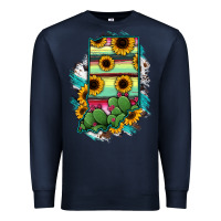 Navy Indiana Map Sunflower Cactus Serape Premium Sweatshirt - RanaPortraitStore