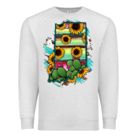 Oatmeal Heather Indiana Map Sunflower Cactus Serape Premium Sweatshirt - RanaPortraitStore