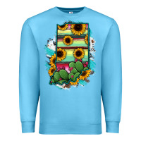 Ocean Blue Indiana Map Sunflower Cactus Serape Premium Sweatshirt - RanaPortraitStore