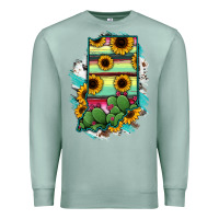 Seafoam Indiana Map Sunflower Cactus Serape Premium Sweatshirt - RanaPortraitStore