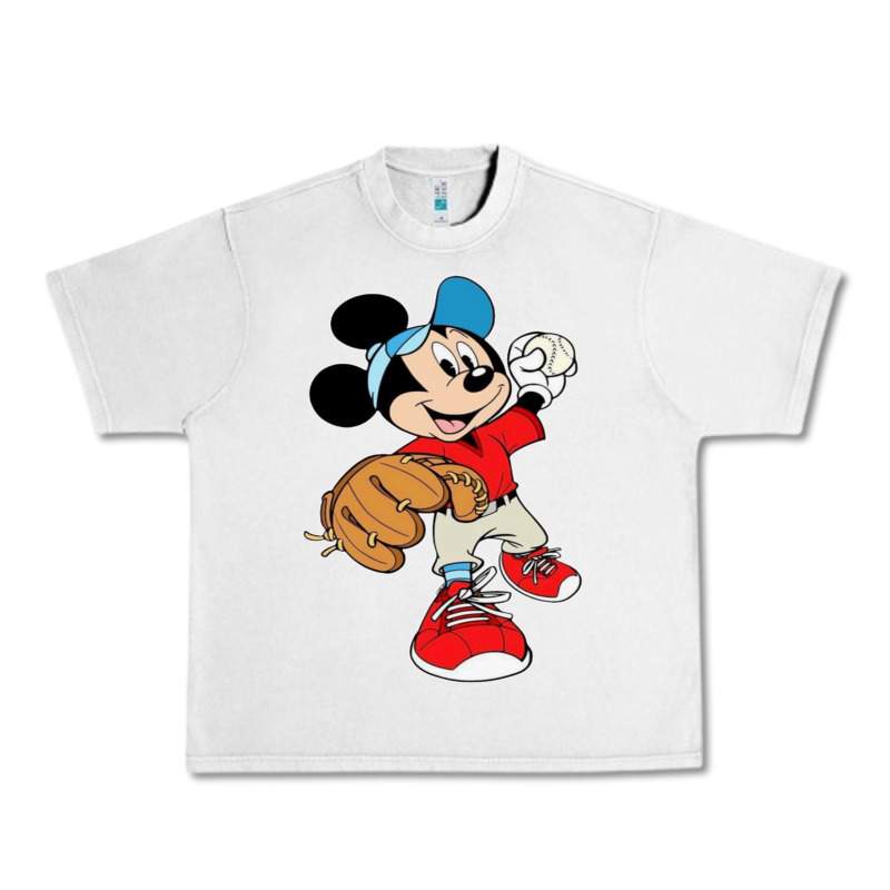 Micky-playing-baseball-cartoon-illustration-- Urban Heavy Tee by PixelFlow | Teevron