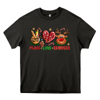Asphalt Peace Love Reindeer Christmas Heavy Core Tee - BundleAndBundleShop