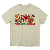 Peace Love Reindeer Christmas Heavy Core Tee | Teevron