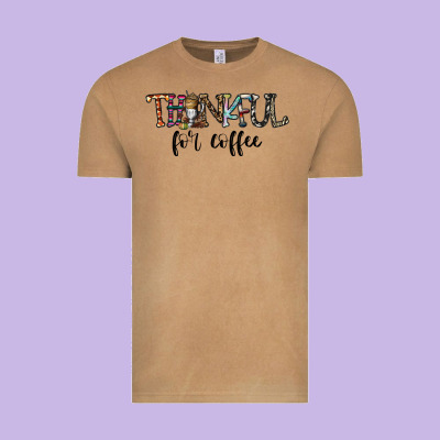 Thankful For Coffee Vintage Tee Designed By Cowhidedigitalart