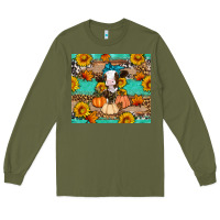 Army Green Cow fall pumpkin Long Sleeve Tee - Artiststas