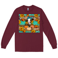 Burgundy Cow fall pumpkin Long Sleeve Tee - Artiststas