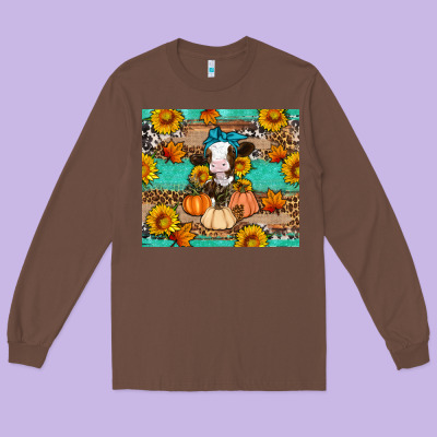 Cow Fall Pumpkin Long Sleeve Tee Designed By Artiststas
