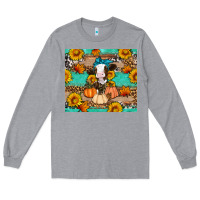 Heather Grey Cow fall pumpkin Long Sleeve Tee - Artiststas