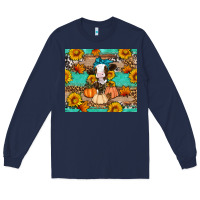 Navy Cow fall pumpkin Long Sleeve Tee - Artiststas