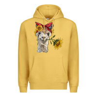 Antique Gold alpaca with sunflowers and bandana Premium Hoodie - BarkalooDesign