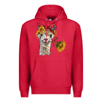 Cardinal alpaca with sunflowers and bandana Premium Hoodie - BarkalooDesign
