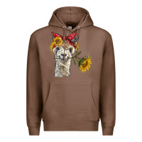 Chestnut alpaca with sunflowers and bandana Premium Hoodie - BarkalooDesign