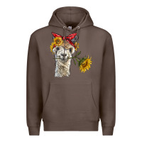 Coffee alpaca with sunflowers and bandana Premium Hoodie - BarkalooDesign