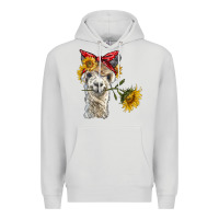 Dove Grey alpaca with sunflowers and bandana Premium Hoodie - BarkalooDesign