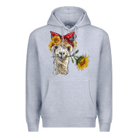 Heather Grey alpaca with sunflowers and bandana Premium Hoodie - BarkalooDesign