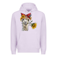 Lilac alpaca with sunflowers and bandana Premium Hoodie - BarkalooDesign