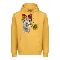 Mustard alpaca with sunflowers and bandana Premium Hoodie - BarkalooDesign