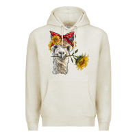 Oatmeal Heather alpaca with sunflowers and bandana Premium Hoodie - BarkalooDesign