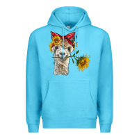 Ocean Blue alpaca with sunflowers and bandana Premium Hoodie - BarkalooDesign