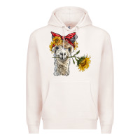 Pale Pink alpaca with sunflowers and bandana Premium Hoodie - BarkalooDesign