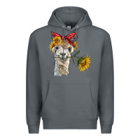 Rock alpaca with sunflowers and bandana Premium Hoodie - BarkalooDesign