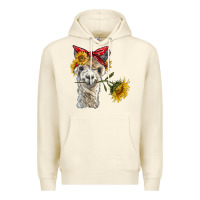 Sandshell alpaca with sunflowers and bandana Premium Hoodie - BarkalooDesign