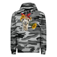 Slate Camo alpaca with sunflowers and bandana Premium Hoodie - BarkalooDesign
