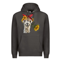 Smoke alpaca with sunflowers and bandana Premium Hoodie - BarkalooDesign
